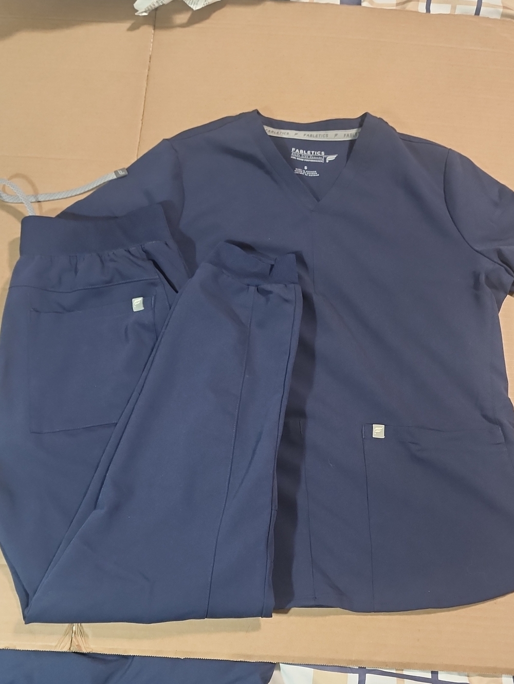 Fabletics Navy Scrub Top and Jogger Set